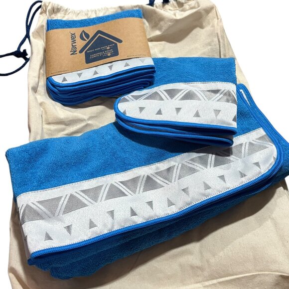 Norwex Marine Blue Microfiber Plush Towels Set 5 Piece - Picture 1 of 2